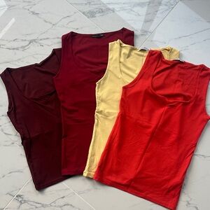 Zara Tank Tops Hot Colors Bundle of 4 - Burgundy, Yellow, Red sz M